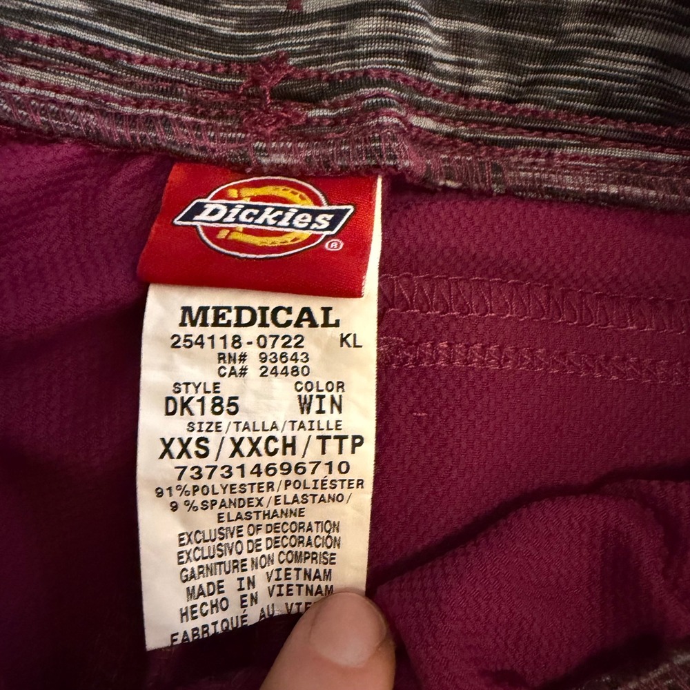 Dickies Medical Dynamix Jogger Scrub Pants Wine Burgundy XXS nurse medical - Picture 6 of 8